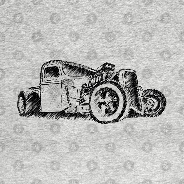 Ford Model A Hot Rod - Sketch by mal_photography